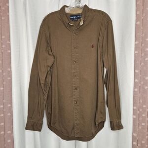 Ralph Lauren Red Pony men's brown button down elbow patches size L